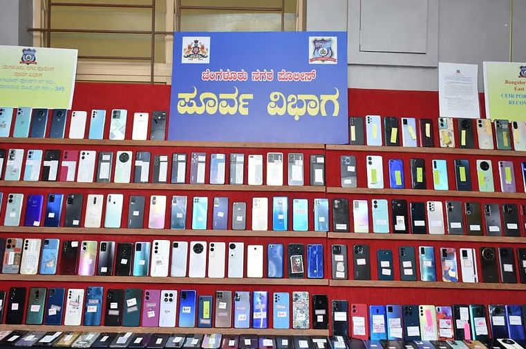 Mobile phones recovered through the CEIR portal by Bengaluru City Police, East Division, on display